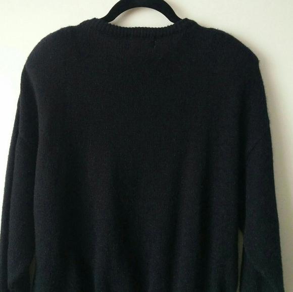 VINTAGE 1980's Jessica Black Textured Knit Faux Pearl Angora Blend Sweater - Picture 7 of 11